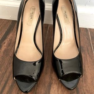 Black Patent Prada Pumps.  36 1/2. No dust bag or box.